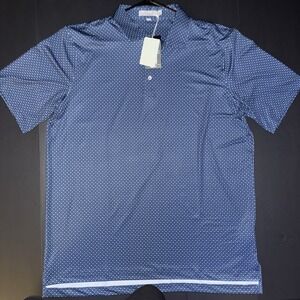 NWT Men's XL Henry Dean Blue Polka Dot Regular Fit Short Sleeve Performance Polo